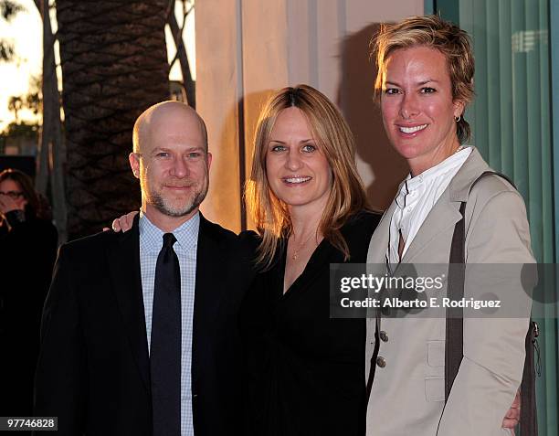 Producer Richie Jackson, creator/producer Linda Wallem and creator/producer Liz Brixius arrive at the Academy of Television Arts & Sciences' Evening...