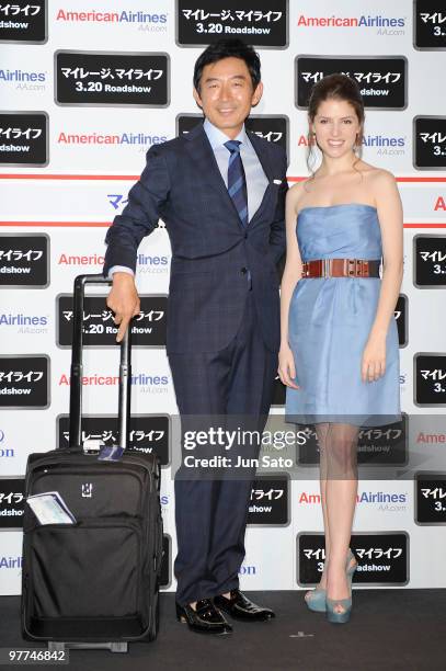 Actor Junichi Ishida and actress Anna Kendrick promote "Up In The Air" on March 16, 2010 in Tokyo, Japan. The film will open on March 20 in Japan.