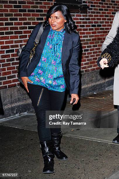 Actress Mindy Kaling visits the "Late Show With David Letterman" at the Ed Sullivan Theater on March 15, 2010 in New York City.