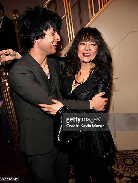 Exclusive* Billie Joe Armstrong of Green Day and Ronnie Spector attends the 25th Annual Rock and Roll Hall of Fame Induction Ceremony at The...
