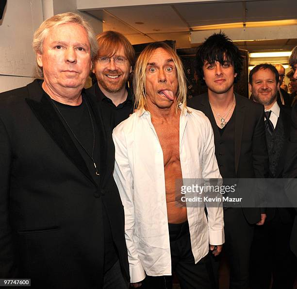 Exclusive* Trey Anastasio of Phish, Iggy Pop and Billie Joe Armstrong of Green Day attends the 25th Annual Rock and Roll Hall of Fame Induction...