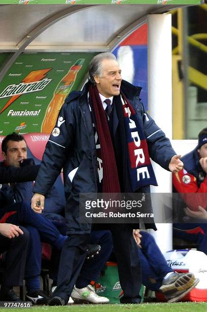 Franco Colomba coach of Bologna in action during the Serie A match between Bologna FC and UC Sampdoria at Stadio Renato Dall'Ara on March 14, 2010 in...