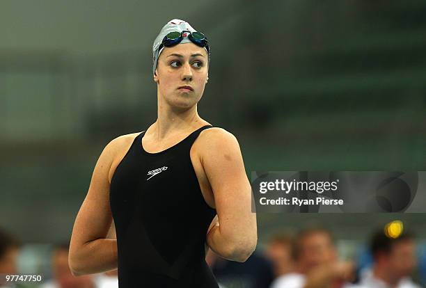 Stephanie Rice of Australia warms up before the Woman's 200m Freestyle Final during day one of the 2010 Australian Swimming Championships at Sydney...