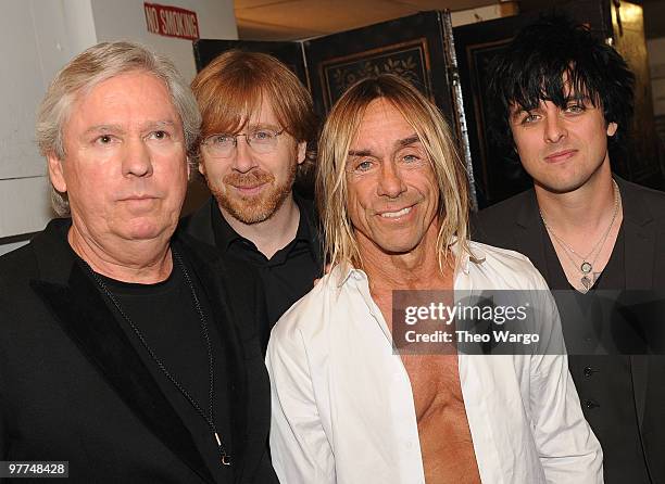 Exclusive* Inductee James Williamson, Trey Anastasio, Inductee Iggy Pop and Billie Joe Armstrong attend the 25th Annual Rock and Roll Hall of Fame...