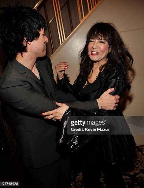 Exclusive* Billie Joe Armstrong of Green Day and Ronnie Spector attends the 25th Annual Rock and Roll Hall of Fame Induction Ceremony at The...
