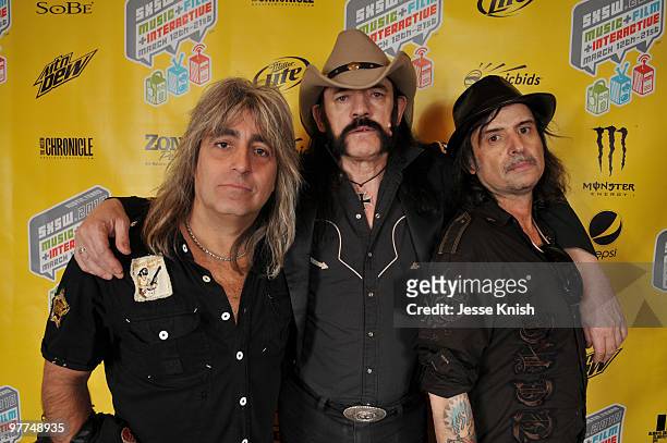 Mikkey Dee, Phil Campbell and Lemmy Kilmister attend the 'Lemmy' premiere at 2010 SXSW Festival at Paramount Theater on March 15, 2010 in Austin,...