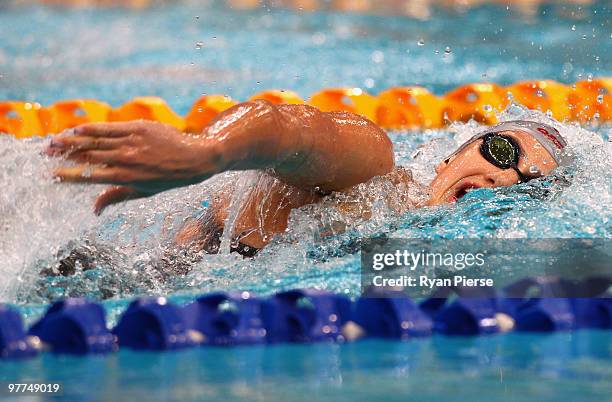 Stephanie Rice of Australia in action during the Women's 200m Individual Medley Final during day one of the 2010 Australian Swimming Championships at...