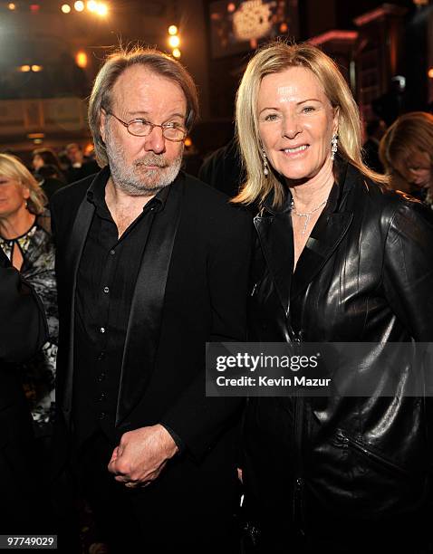 Exclusive* Benny Andersson and Anni-Frid Princessan Reuss of ABBA attends the 25th Annual Rock and Roll Hall of Fame Induction Ceremony at The...