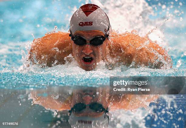 Nick D'Arcy of Australia in action during the Men's 200m Butterfly Final during day one of the 2010 Australian Swimming Championships at Sydney...