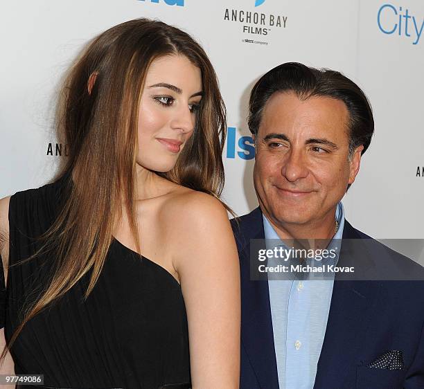 Actor Andy Garcia and daughter actress Dominik Garcia-Lorido attend the Los Angeles Premiere of 'City Island' on March 15, 2010 in Los Angeles,...