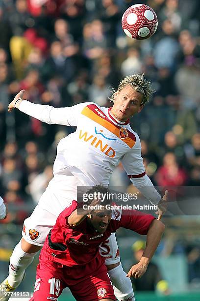 Philippe Mexes of AS Roma in action during the Serie A match between AS Livorno Calcio and AS Roma at Stadio Armando Picchi on March 14, 2010 in...