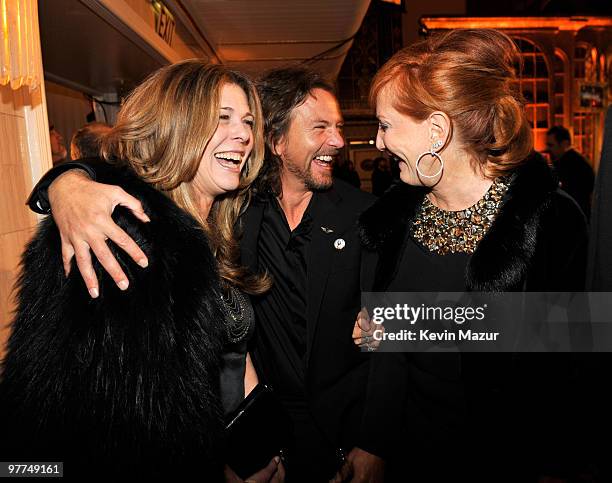 Exclusive* Rita Wilson, Eddie Vedder and Patti Scialfa attends the 25th Annual Rock and Roll Hall of Fame Induction Ceremony at The Waldorf=Astoria...