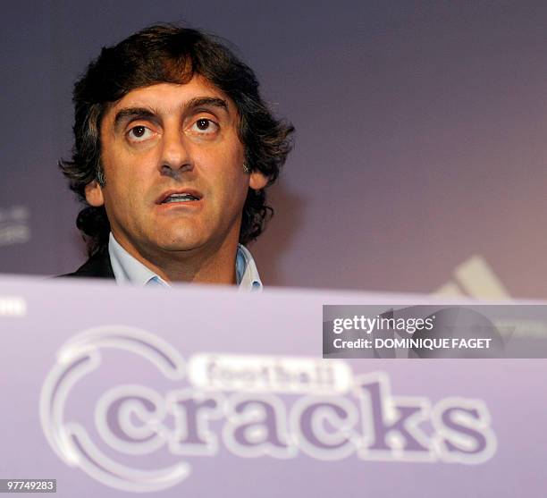 Former football player Uruguayan Enzo Francescoli attends the presentation of the "Football Cracks" reality show in Madrid on March 15, 2010....