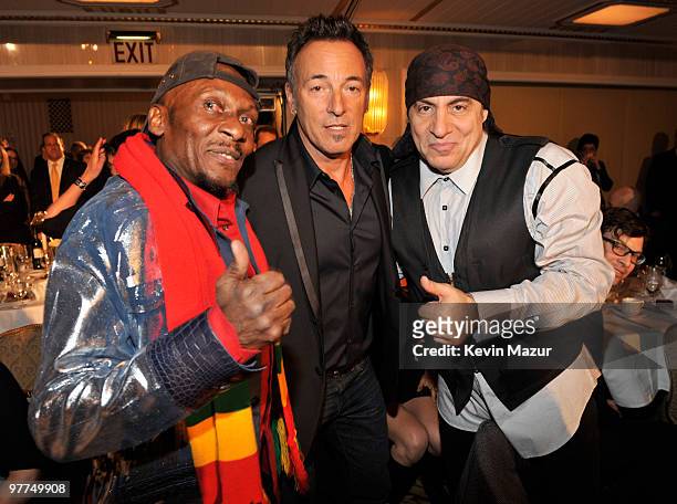 Exclusive* Jimmy Cliff, Bruce Springsteen and Steven Van Zandt attends the 25th Annual Rock and Roll Hall of Fame Induction Ceremony at The...