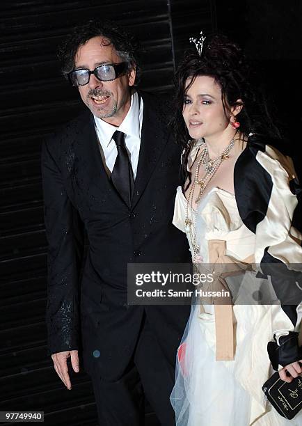 Helena Bonham-Carter and Tim Burton arrive for the Royal World Premiere of 'Alice in Wonderland' at the Odeon Leicester Square on February 26, 2010...