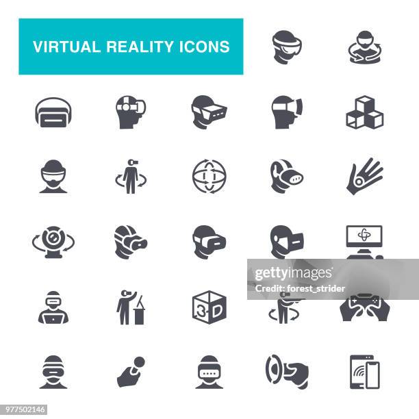 virtual reality helmet icons - augmented reality stock illustrations