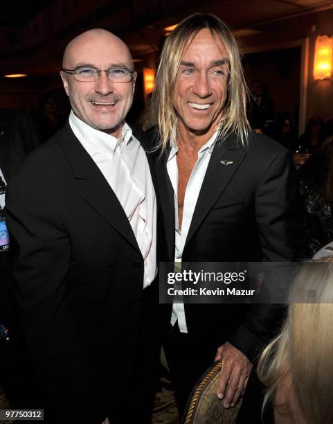 Exclusive* Phil Collins and Iggy Pop attends the 25th Annual Rock and Roll Hall of Fame Induction Ceremony at The Waldorf=Astoria on March 15, 2010...