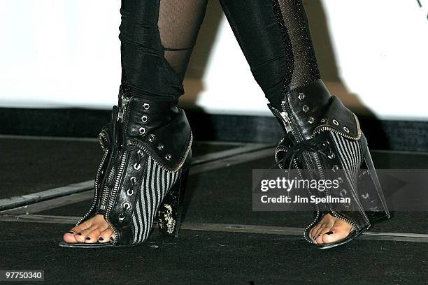 Singer Fefe Dobson attends the 25th Annual Rock and Roll Hall of Fame Induction Ceremony at Waldorf=Astoria on March 15, 2010 in New York, New York.