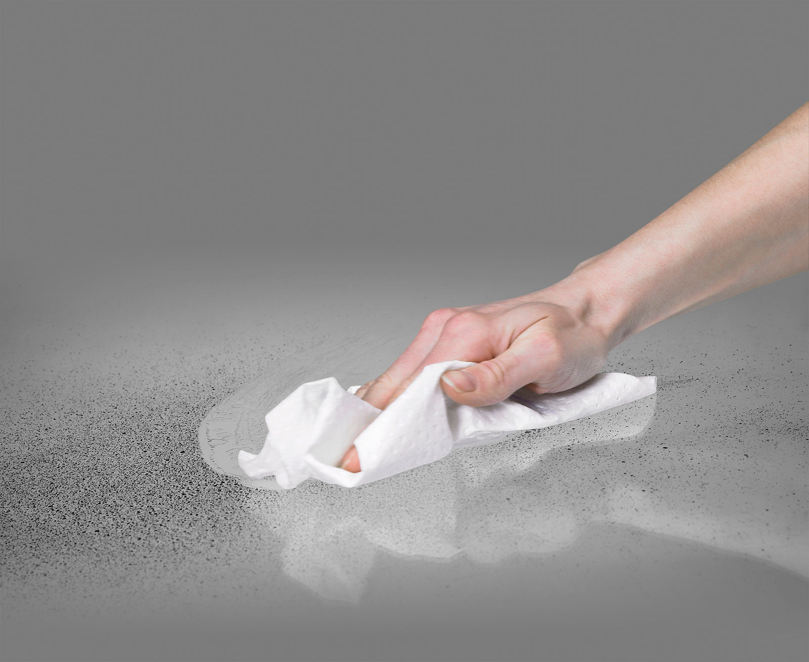 hand while swabbing down hand while swabbing down