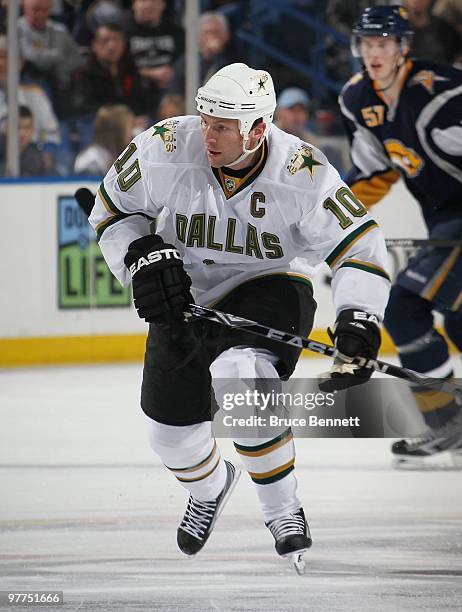 Brenden Morrow of the Dallas Stars skates against the Buffalo Sabres at the HSBC Arena on March 10, 2010 in Buffalo, New York.