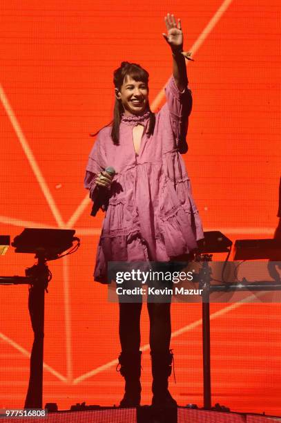 Naomi Wild performs onstage with ODESZA during the 2018 Firefly Music Festival on June 17, 2018 in Dover, Delaware.