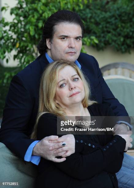 Simon Monjack, husband of deceased actress Brittany Murphy and Sharon Murphy mother of Brittany Murphy, during a photo shoot on January 13, 2010 in...