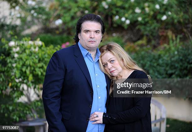 Simon Monjack, husband of deceased actress Brittany Murphy and Sharon Murphy mother of Brittany Murphy, during a photo shoot on January 13, 2010 in...