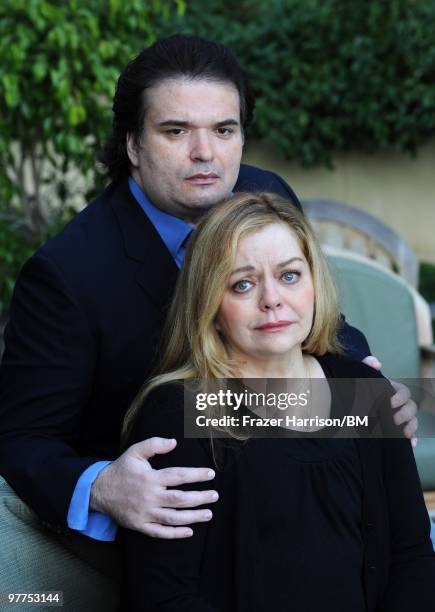 Simon Monjack, husband of deceased actress Brittany Murphy and Sharon Murphy mother of Brittany Murphy, during a photo shoot on January 13, 2010 in...