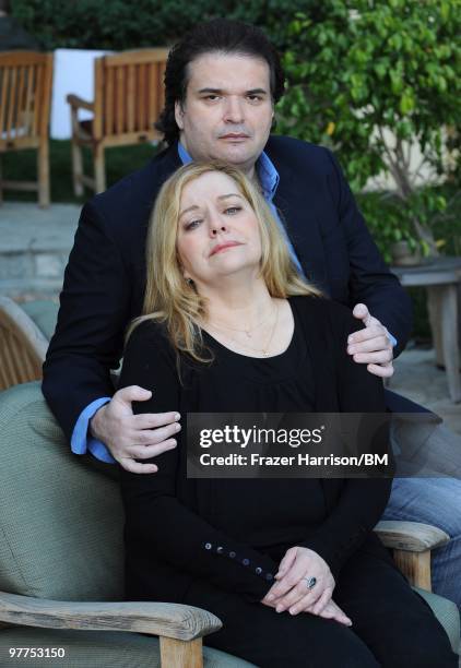 Simon Monjack, husband of deceased actress Brittany Murphy and Sharon Murphy mother of Brittany Murphy, during a photo shoot on January 13, 2010 in...