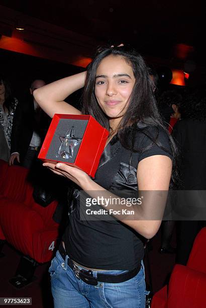 Hafsia Herzi attends the Etoiles D'Or du Cinema Awards 2008 Ceremony Espace Cardin on February 18, 2008 in Paris, France.