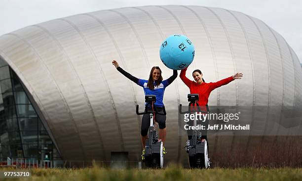 Louise Haston and television presenter Kirsty Gallacher launch the Scottish leg of The National Lottery�s Britain Has Ball Tour on March 16, 2010 in...