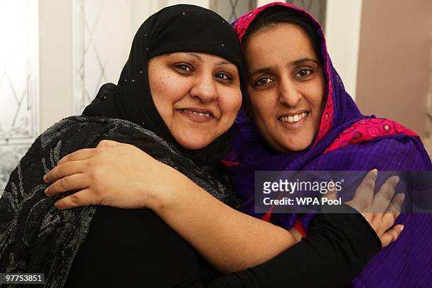 Akila Naqqash , mother of Sahil Saeed, aged 5, poses with her sister-in-law Amrana Iftikhar at her family home on March 16 in Oldham, England. Akila...
