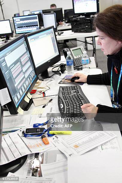 Desk on February 25 during the Vancouver 2010 Olympic Winter Games. AFP PHOTO / STEPHANIE LAMY