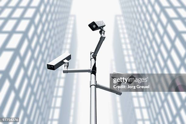 surveillance cameras - outdoor security camera stock illustrations