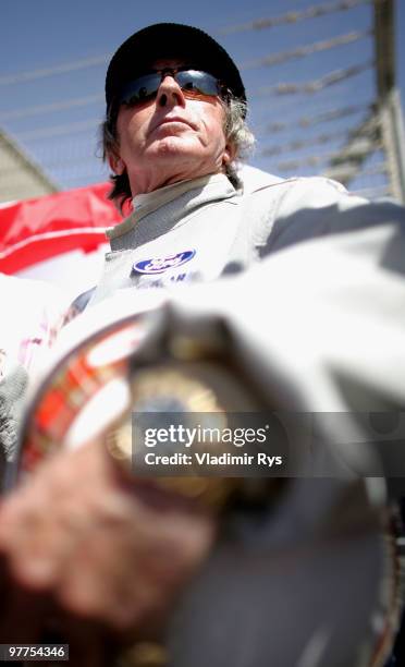 Sir Jackie Stewart is seen before the Bahrain Formula One Grand Prix at the Bahrain International Circuit on March 14, 2010 in Sakir, Bahrain.