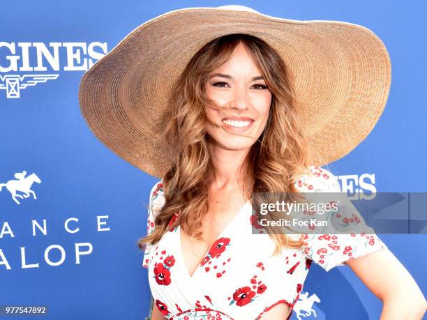 Actress Elodie Fontan attends the Prix de Diane Longines 2018 at Hippodrome de Chantilly on June 17, 2018 in Chantilly, France.