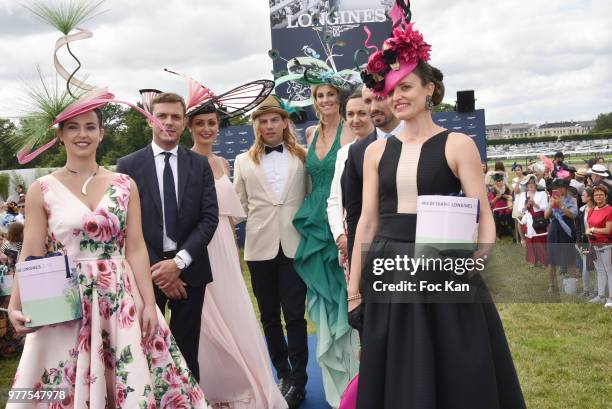 Designer Christophe Guillarme and Miss France1998 TV presenter Sophie Thalmann dressed by Christophe Guillarme and hat from Celine Cave, guests and...