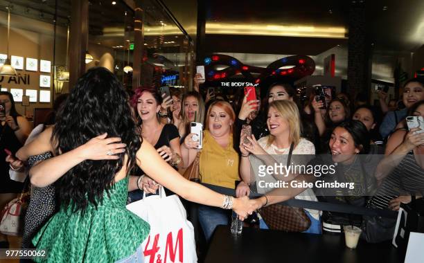 YouTube personality Jaclyn Hill greets fans during Morphe store opening at the Miracle Mile Shops at Planet Hollywood Resort & Casino on June 16,...