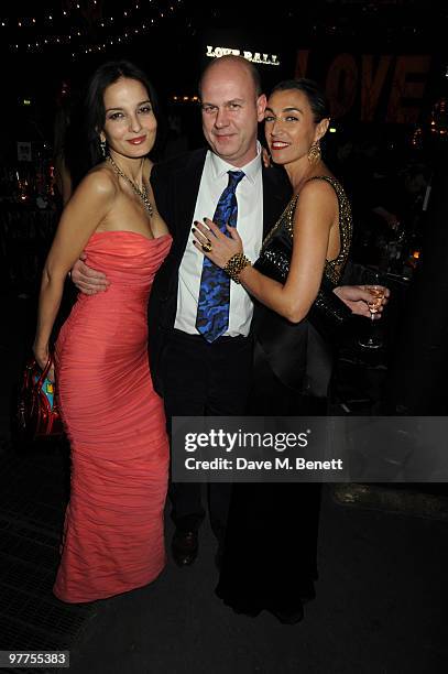 Yasmin Mills, Fergus Lawler, and Anastasia Webster attend The Love Ball at the Roundhouse on March 15, 2010 in London, England.