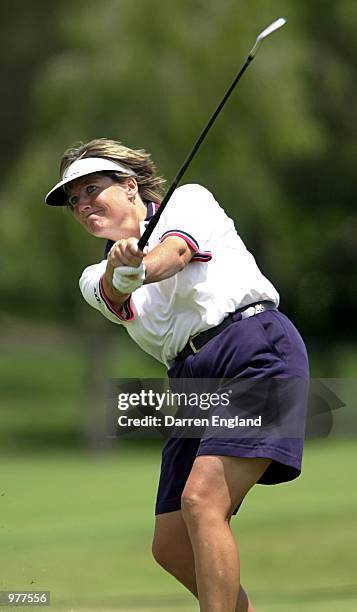 Kathryn Marshall of Scotland hits her second shot on the 15th fairway during the final round at the ANZ Australian Ladies Masters Golf at Royal Pines...