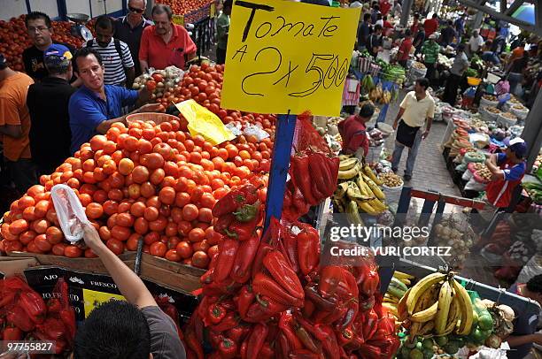 Vegetables stall at the Municipal market in Cartago, some 25 km south of San Jose, on March 13, 2010. AFP PHOTO/ Yuri CORTEZ