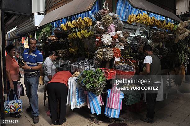 Spices and vegetables stall at the Municipal market in Cartago, some 25 km south of San Jose, on March 13, 2010. AFP PHOTO/ Yuri CORTEZ