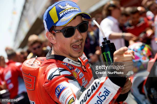 Jorge Lorenzo of Spain and Ducati Team during the qualifying of the Gran Premi Monster Energy de Catalunya, Circuit of Catalunya, Montmelo, Spain.On...