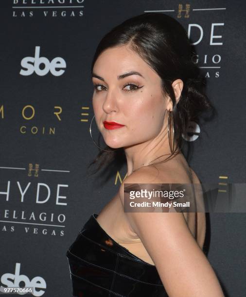 Actress and author Sasha Grey arrives at Hyde Bellagio at the Bellagio to DJ at the "Stereo Hyde" party on June 18, 2018 in Las Vegas, Nevada.