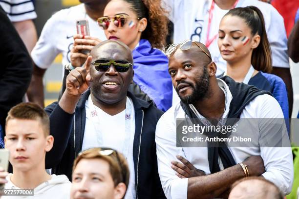 Wilfrid Mbappe, father of Kylian Mbappe and Jires Kembo Ekoko, brother of Kylian Mbappe during the 2018 FIFA World Cup Russia group C match between...