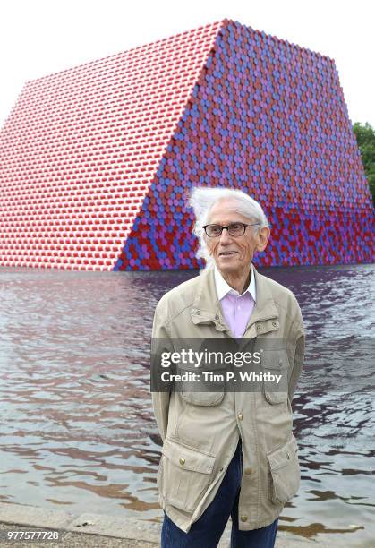 Artist Christo unveils his first UK outdoor work, a 20m high installation on Serpentine Lake, with accompanying exhibition at at The Serpentine...
