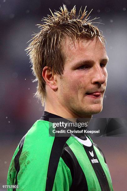 Stefan Aigner of Muenchen is seen during the second Bundesliga match between MSV Duisburg and 1860 Muenchen at the MSV Arena on March 15, 2010 in...