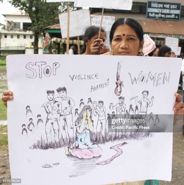 Member of Assam Association of Deaf taking out a rally demanding judicial inquiry of brutal killing of Luna Kalita and to stop all kind of murder and...