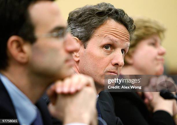 White House Budget Director Peter Orszag, U.S. Secretary of the Treasury Timothy Geithner, and Chair of the White House Council of Economic Advisers...