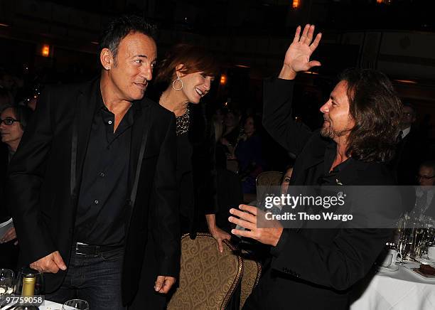 Exclusive* Bruce Springsteen, Patti Scialfa and Eddie Vedder attend the 25th Annual Rock and Roll Hall of Fame Induction Ceremony dinner at...